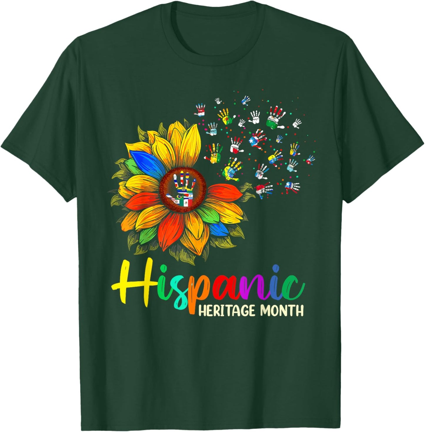 National Hispanic Heritage Month Sunflower All Countries T-Shirt - T-Shirt | Forest