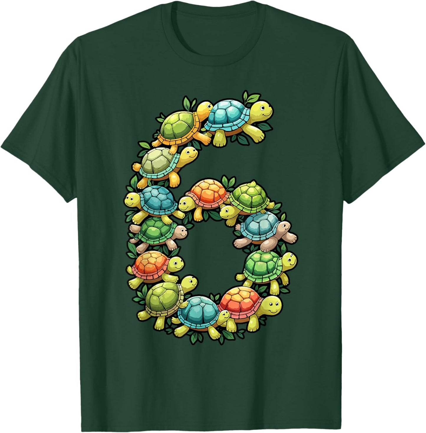 6th Birthday Sea Turtle Tortoise Theme Party 6 Year Old T-Shirt - T-Shirt | Forest