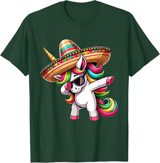 Cinco de Mayo Dabbing Unicorn Funny Mexican Dab Girl Kids T-Shirt - T-Shirt | Forest