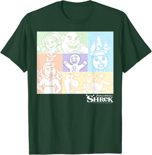 Shrek Group Shot Pastel Box Up T-Shirt - T-Shirt | Forest