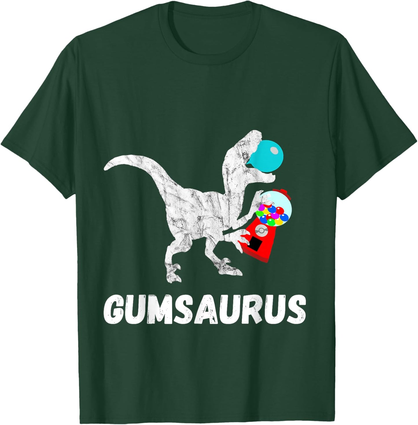 Bubble Gum Saurus Gumball Machine Chewing Dinosaurs T-Rex T-Shirt - T-Shirt | Forest