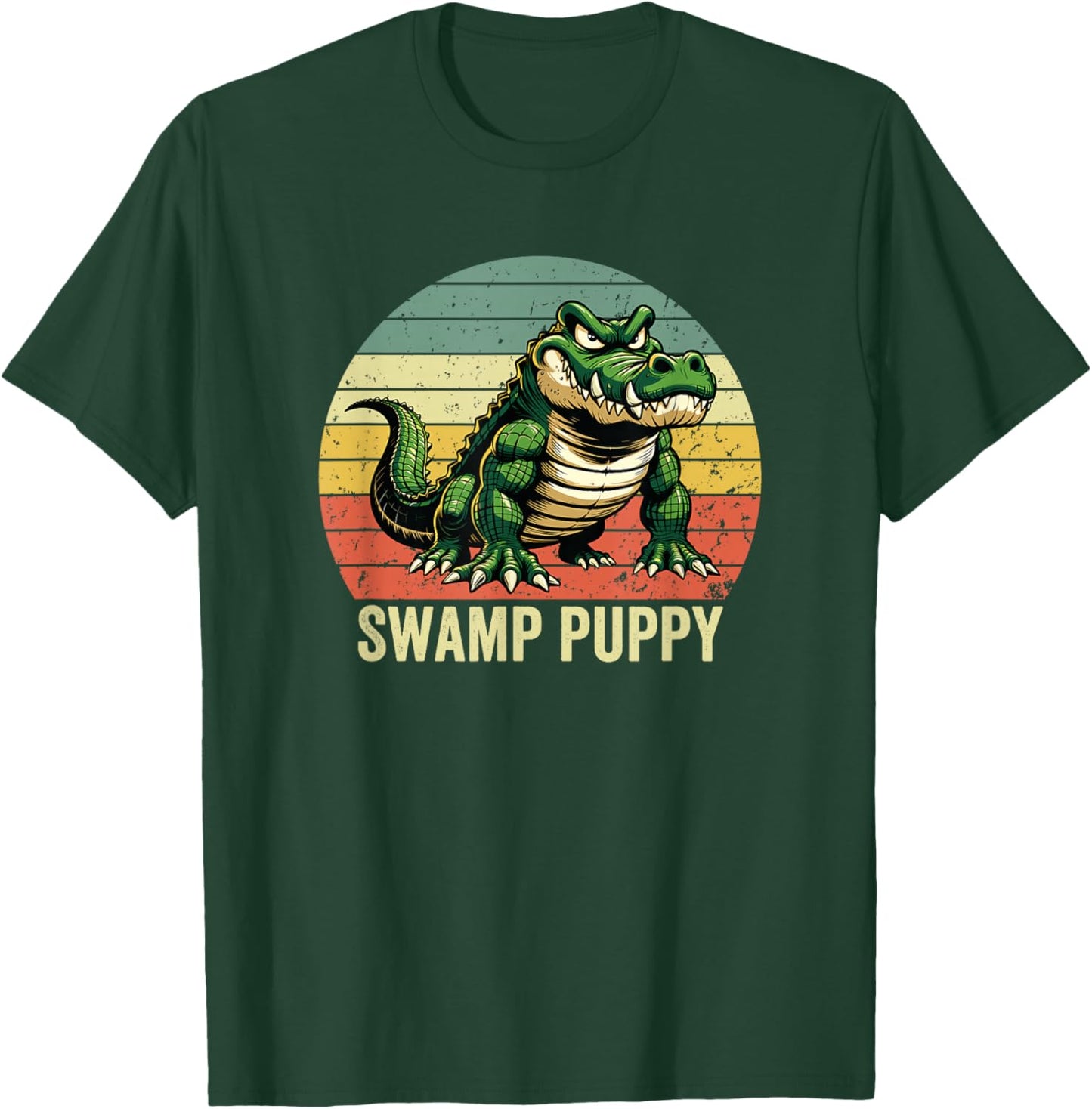 Swamp Puppy Vintage Sunset, Angry Alligator, Swamp Puppy T-Shirt - T-Shirt | Forest