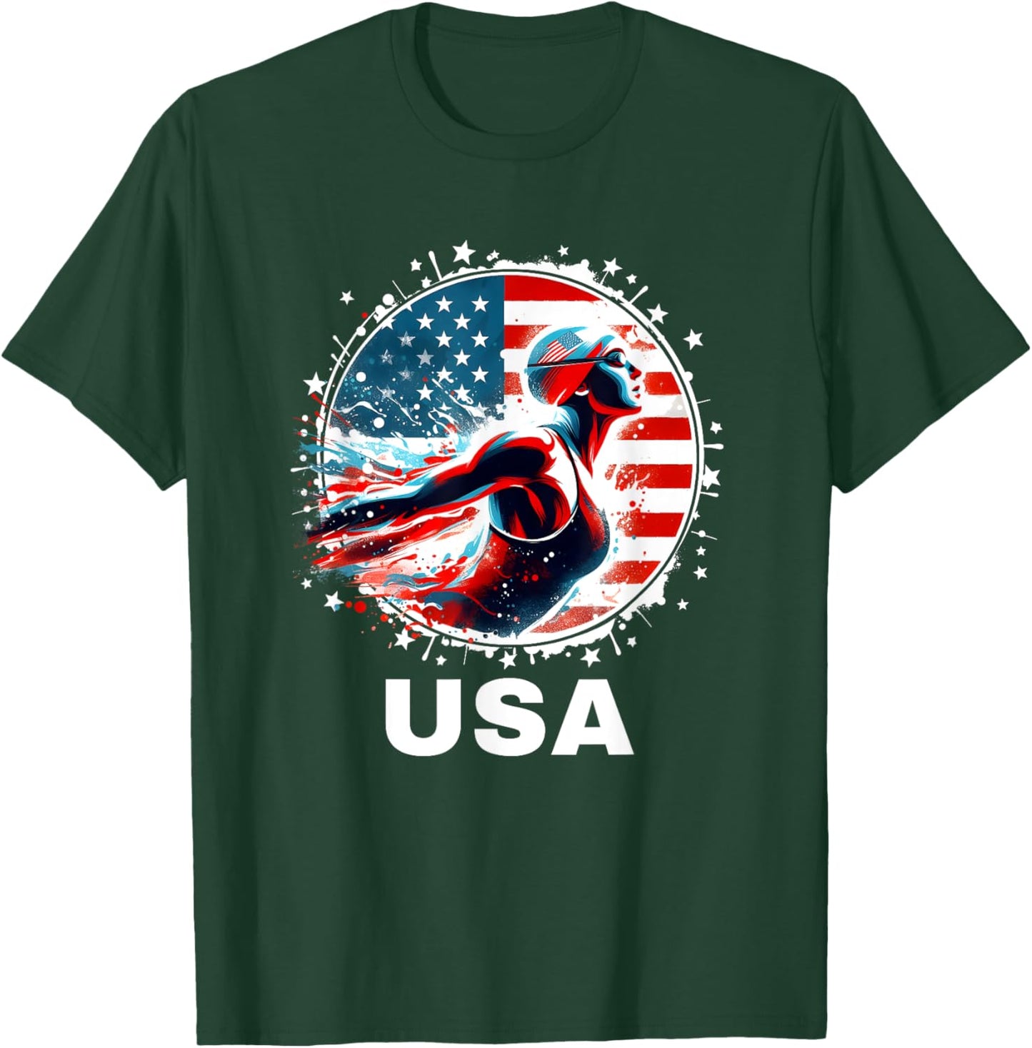 Swimming United States Team Apparel American Flag Swimming Kids Men T-Shirt - T-Shirt | Forest