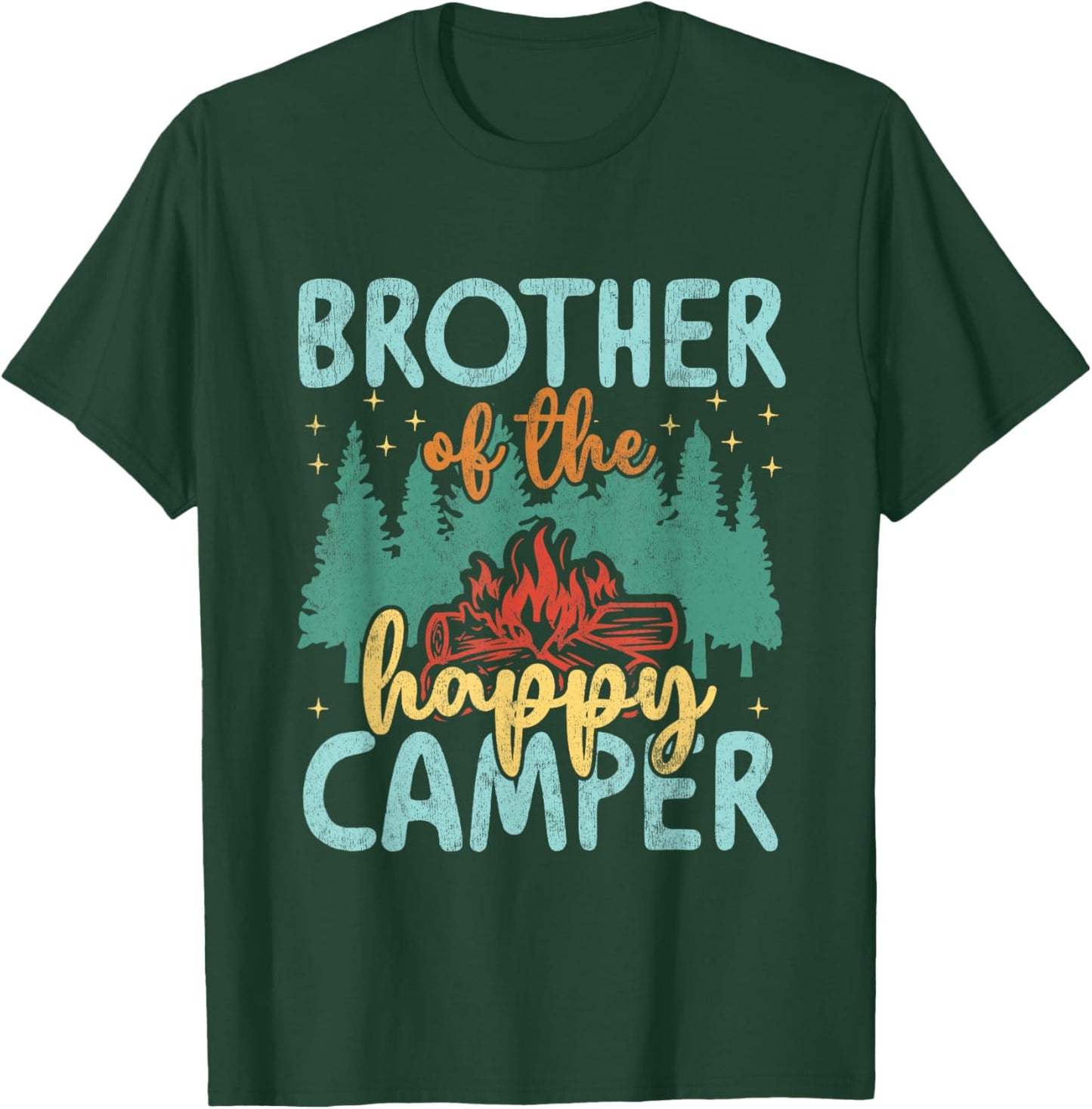 Brother of Happy Camper 1st Birthday Party Retro Brother T-Shirt - T-Shirt | Forest