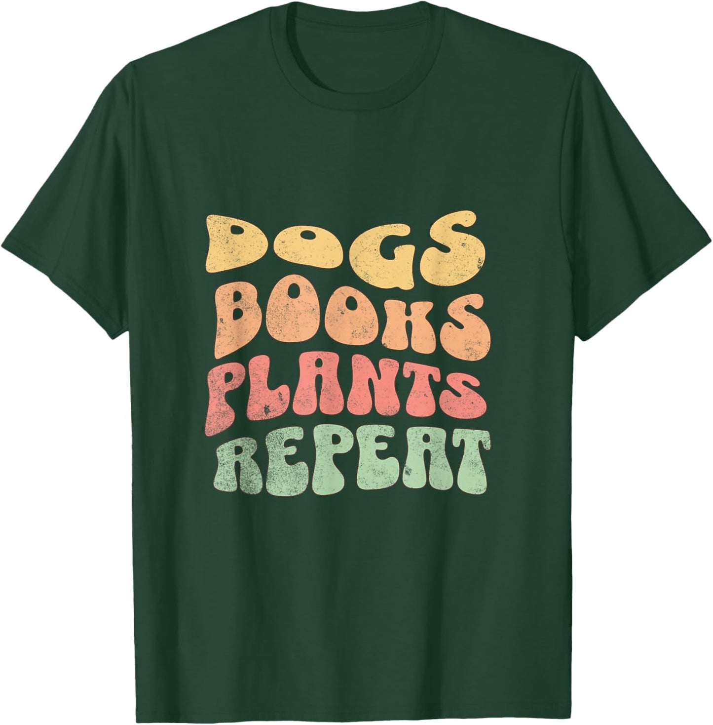 Colorful Dogs Books Plants Repeat T-Shirt - T-Shirt | Forest