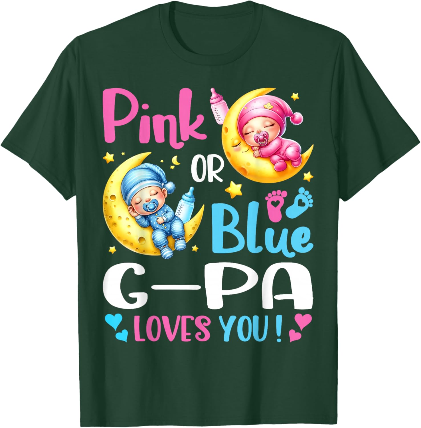 Gender Reveal Pink or Blue G-pa Loves You T-Shirt - T-Shirt | Forest