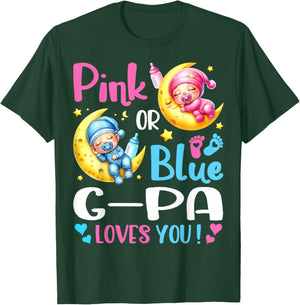 Gender Reveal Pink or Blue G-pa Loves You T-Shirt - T-Shirt | Forest