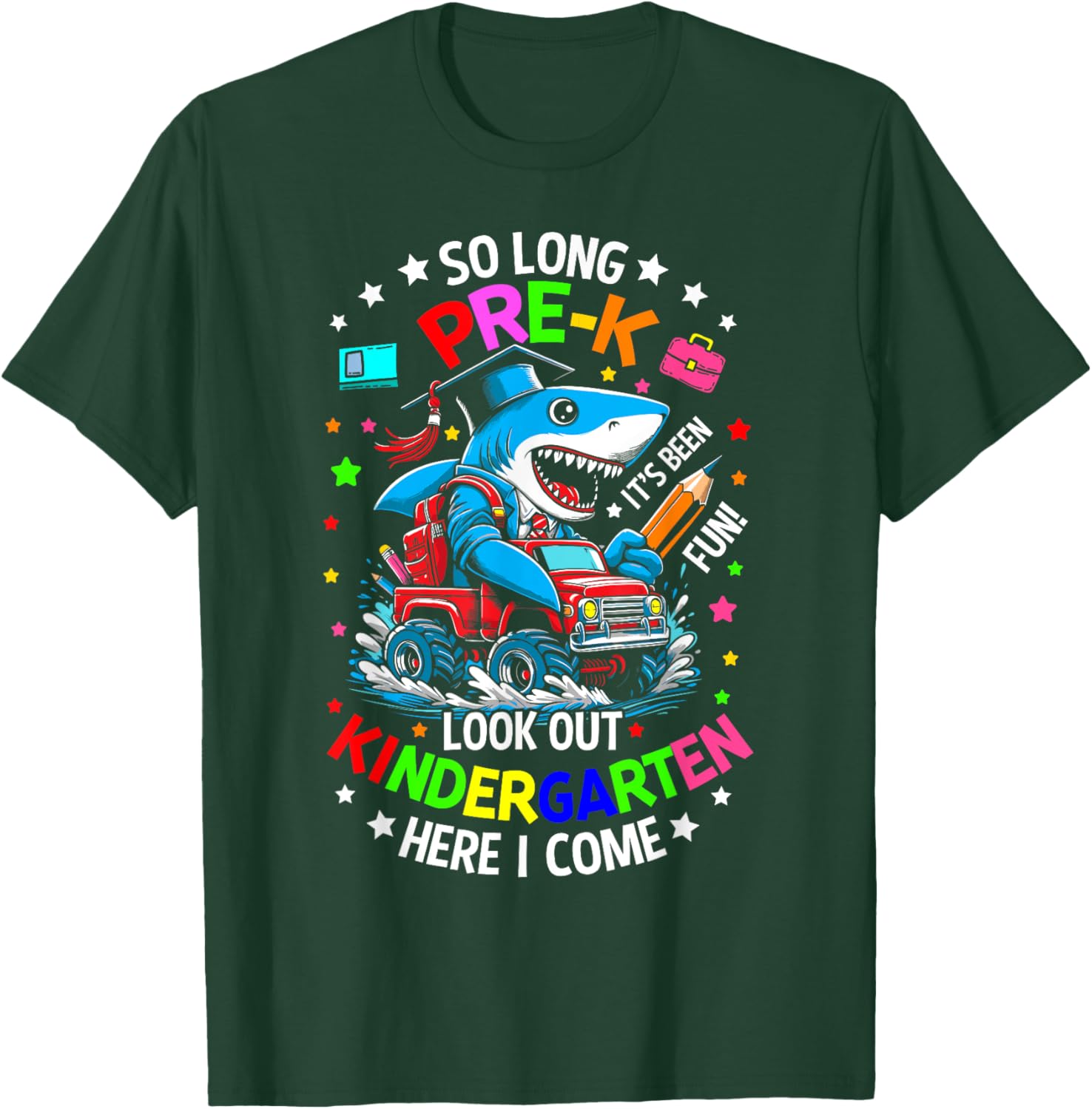 So long pre k its been fun shark shirt last day of prek 2024 T-Shirt - T-Shirt | Forest