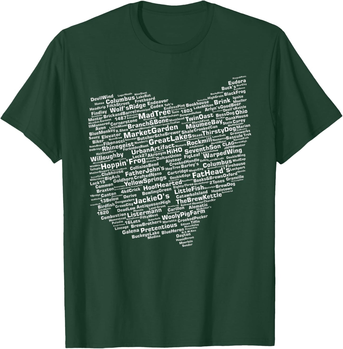 Cracked Toad Design Co. Ohio Breweries - Men's Black Classic Fit Short Sleeve - Small T-Shirt - T-Shirt | Forest