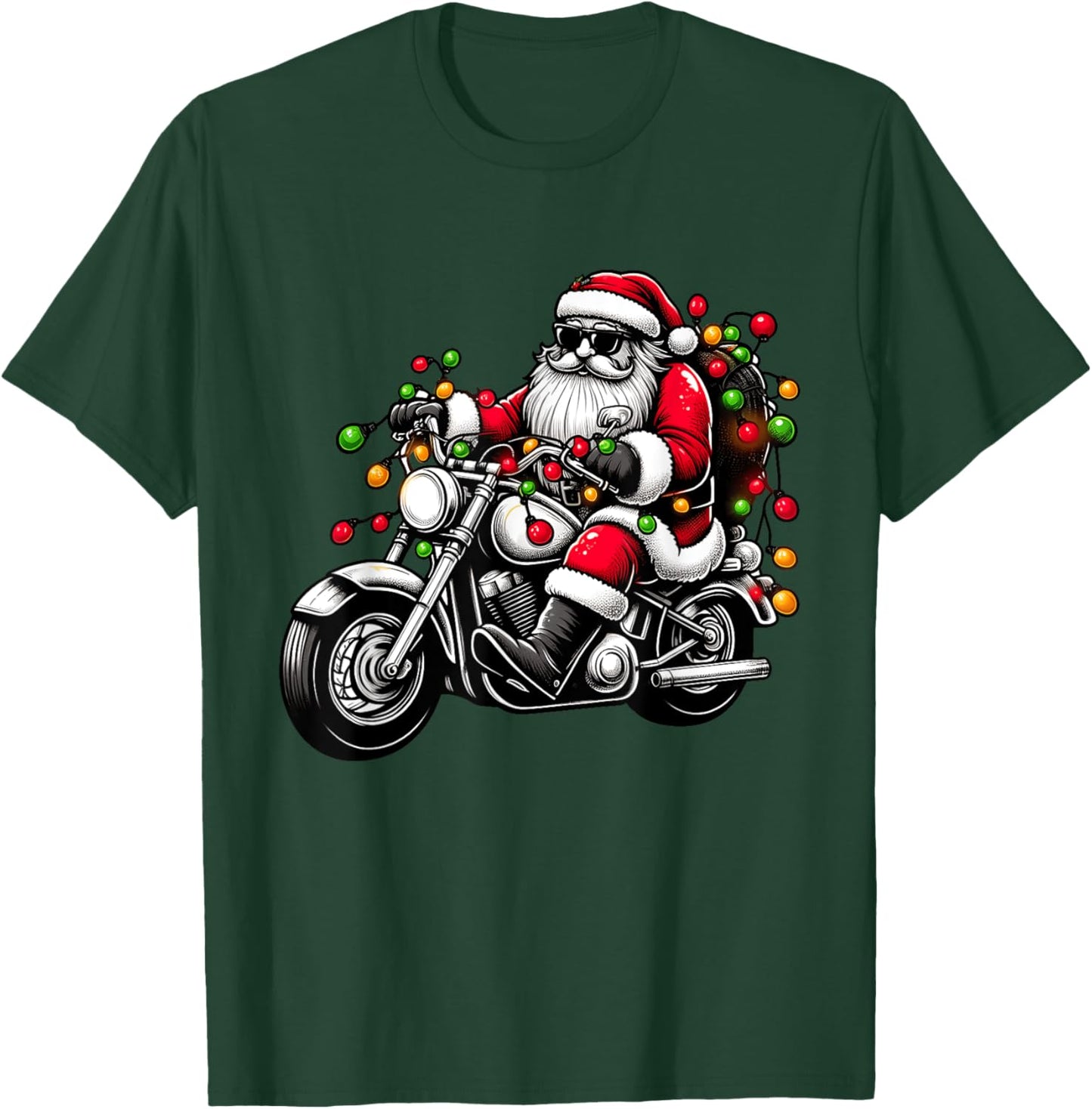 Santa Riding Motorcycle Funny Christmas Biker Toddler Kids T-Shirt - T-Shirt | Forest