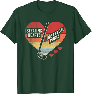 Cool Stealing Heart Like I Steal Pucks Valentines Day Hockey T-Shirt - T-Shirt | Forest