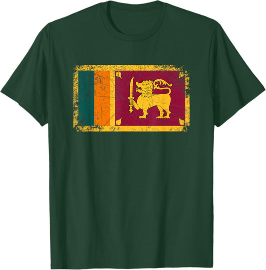 Vintage Made In SRI LANKA SRI LANKAN Flag Gift T-Shirt - T-Shirt | Forest