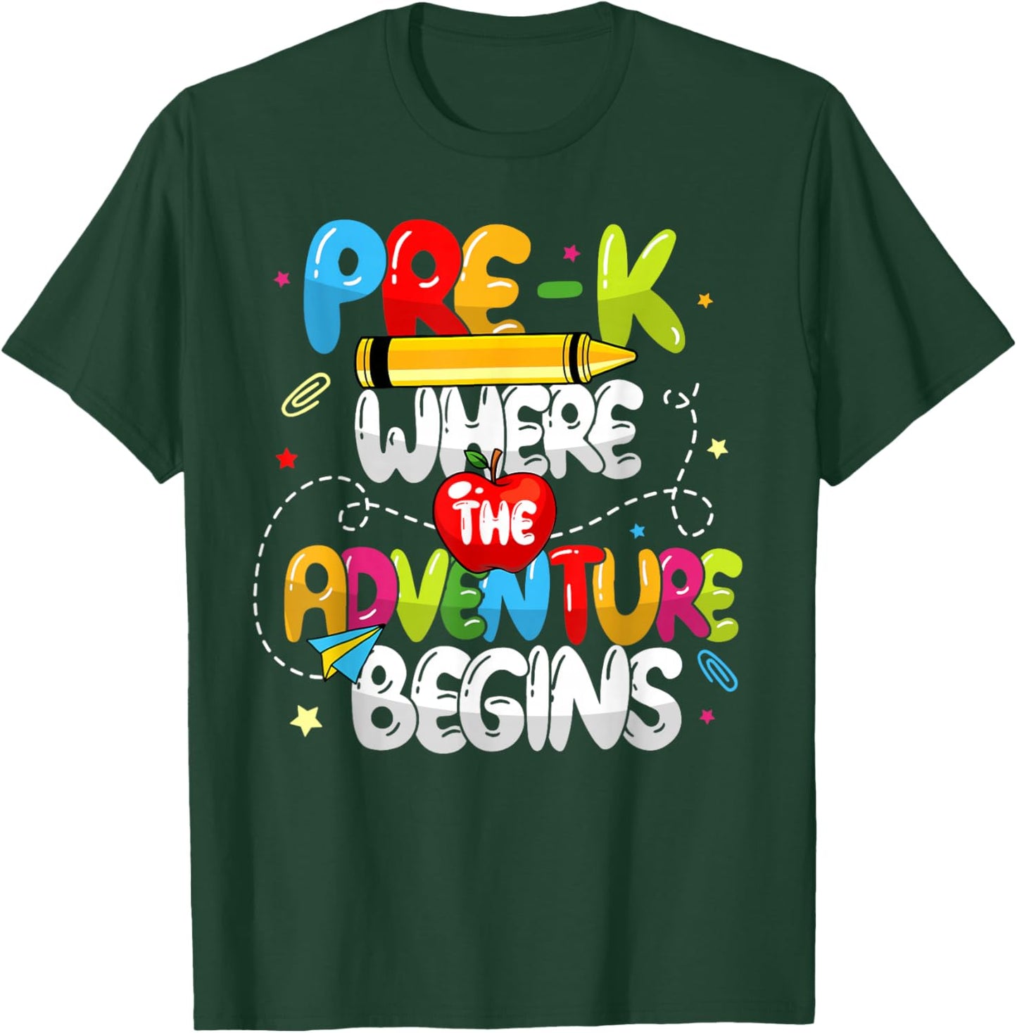 Pre-K Where The Adventure Begins Back To School Teacher Women Kids T-Shirt - T-Shirt | Forest