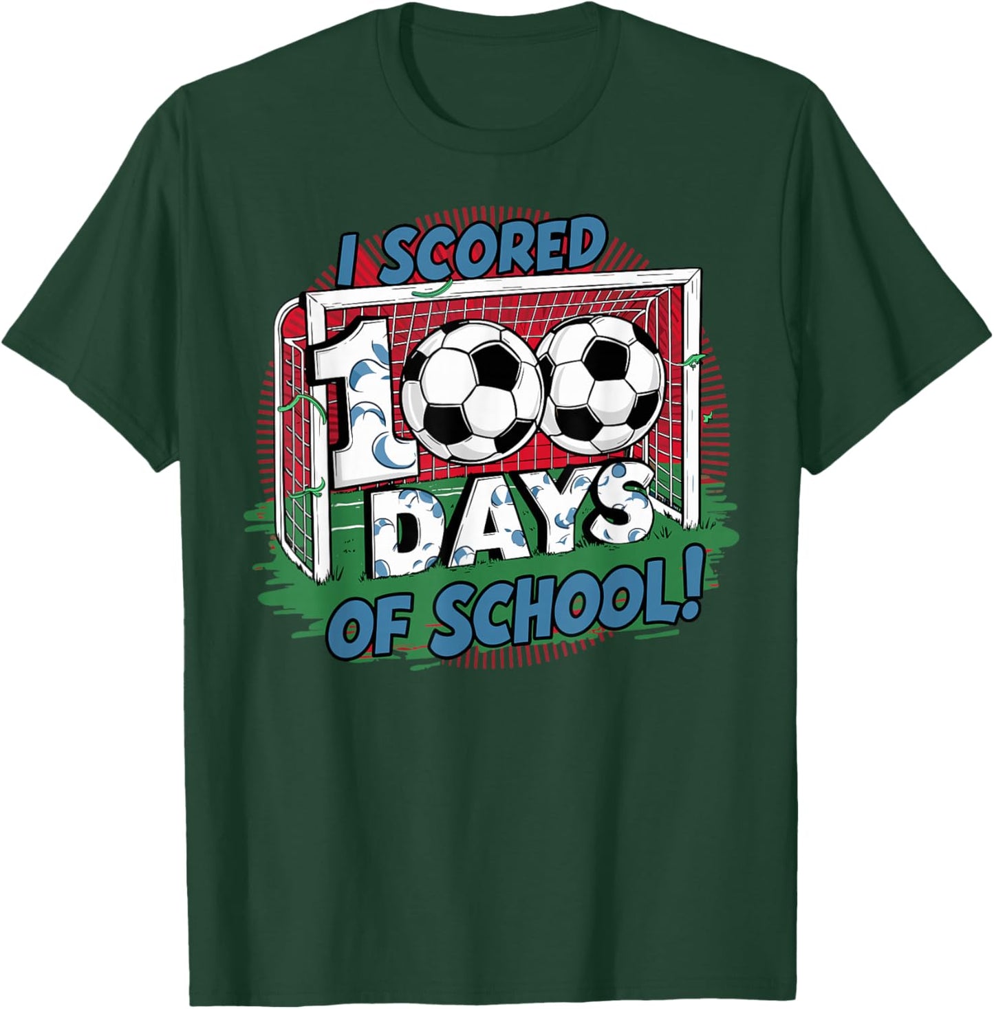 I Scored 100 Days Of School Soccer Player Smarter Sport Boys T-Shirt - T-Shirt | Forest