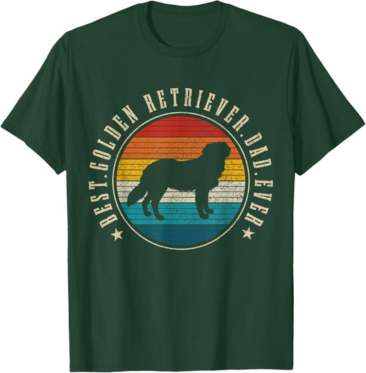Best Golden Retriever Dad Ever Funny Dog Owner Vintage Men T-Shirt - T-Shirt | Forest