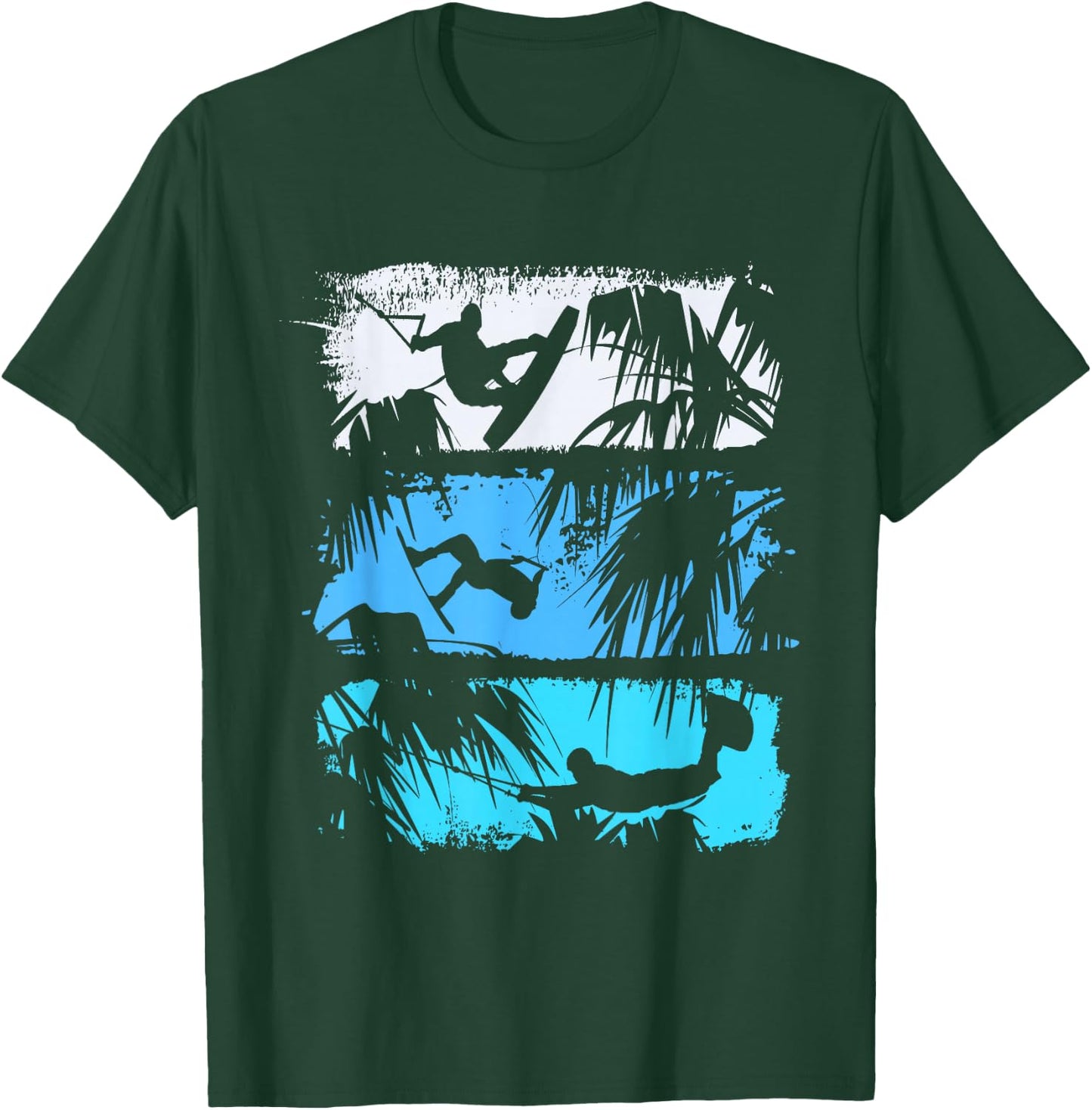 Wakeboard Lifestyle Vintage Design with Palm Trees in Logo Style T-Shirt - T-Shirt | Forest
