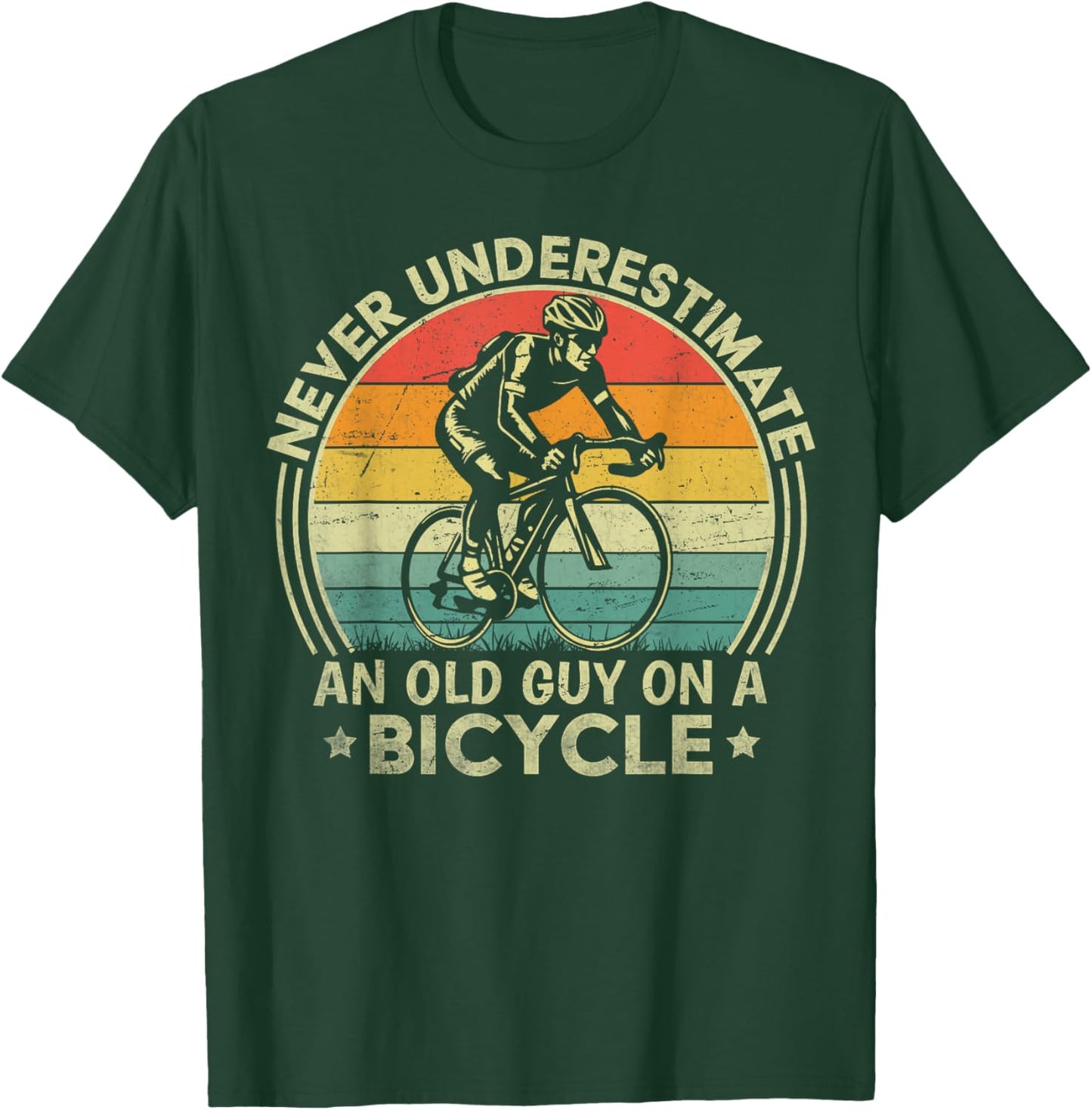 Never Underestimate An Old Guy On A Bicycle Funny Cycling T-Shirt - T-Shirt | Forest