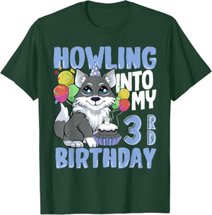 Wolf for 3 Year Old Birthday for 3rd Birthday Wolf Kids Boys T-Shirt - T-Shirt | Forest
