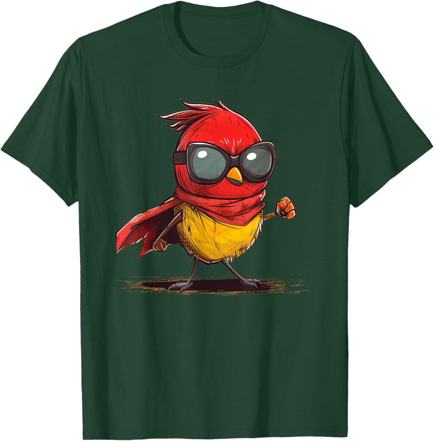 Funny Hero Bird with Cape and Sunglasses Costume T-Shirt - T-Shirt | Forest