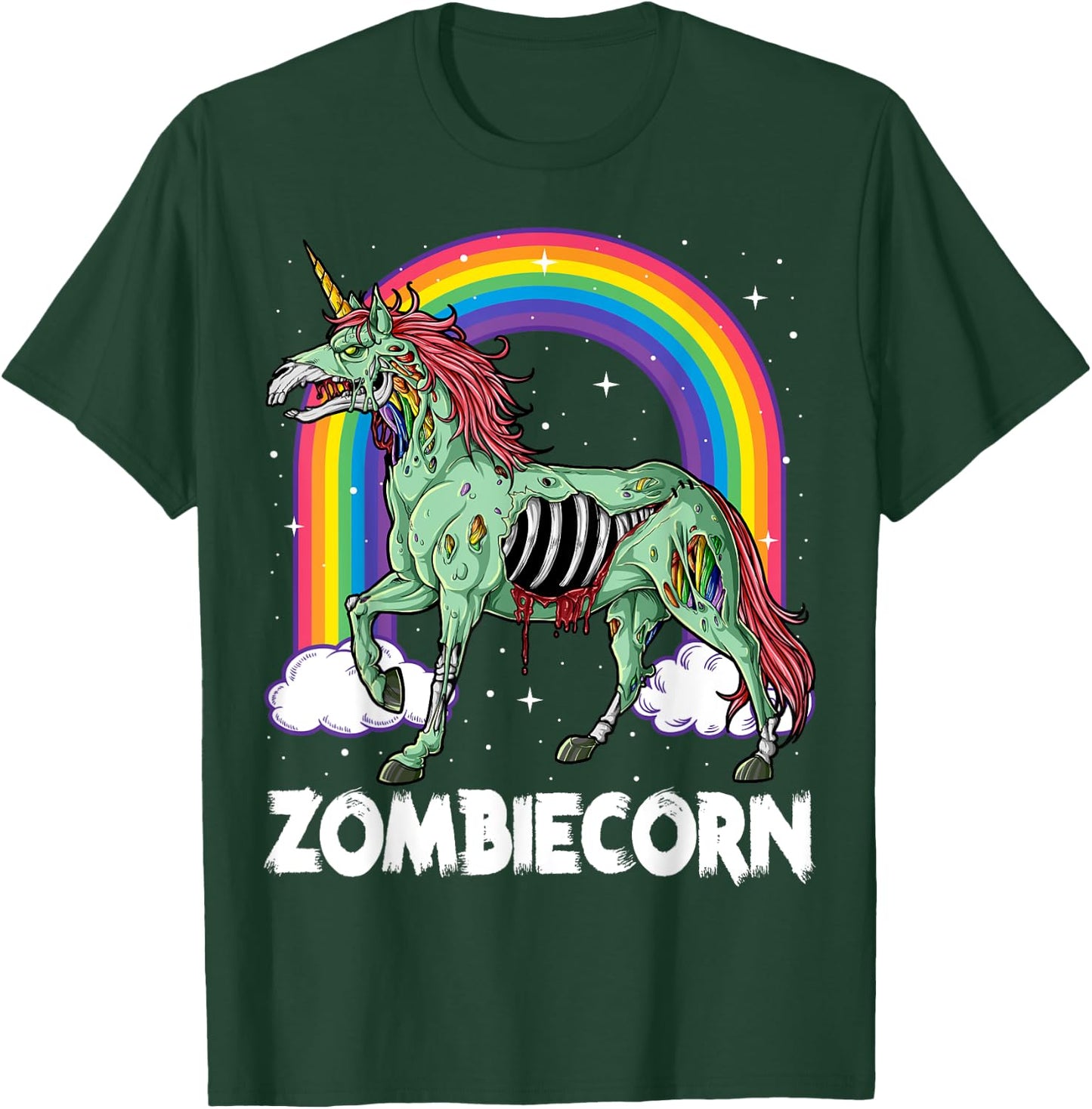 Zombiecorn Zombie Unicorn Halloween Women Girls Rainbow T-Shirt - T-Shirt | Forest