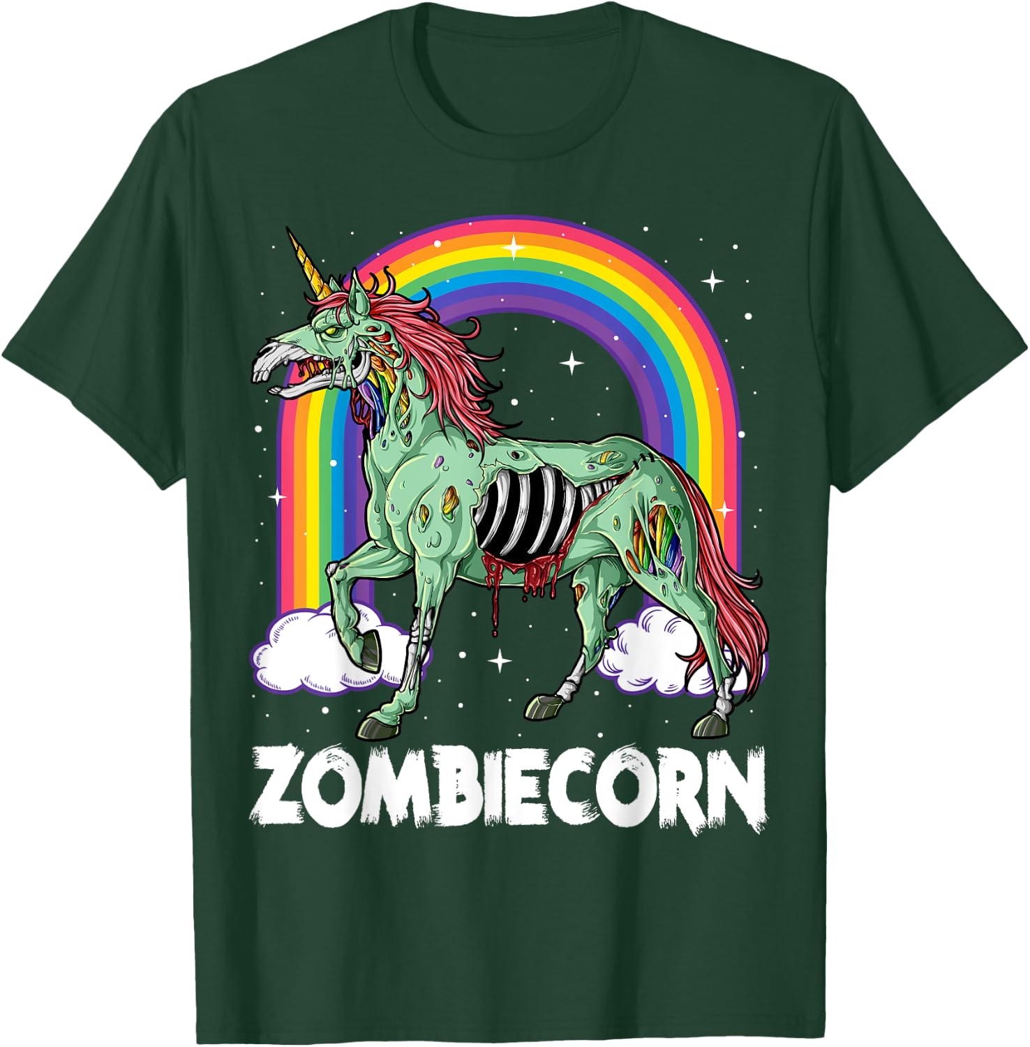 Zombiecorn Zombie Unicorn Halloween Women Girls Rainbow T-Shirt - T-Shirt | Forest