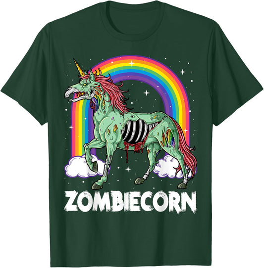 Zombiecorn Zombie Unicorn Halloween Women Girls Rainbow T-Shirt - T-Shirt | Forest