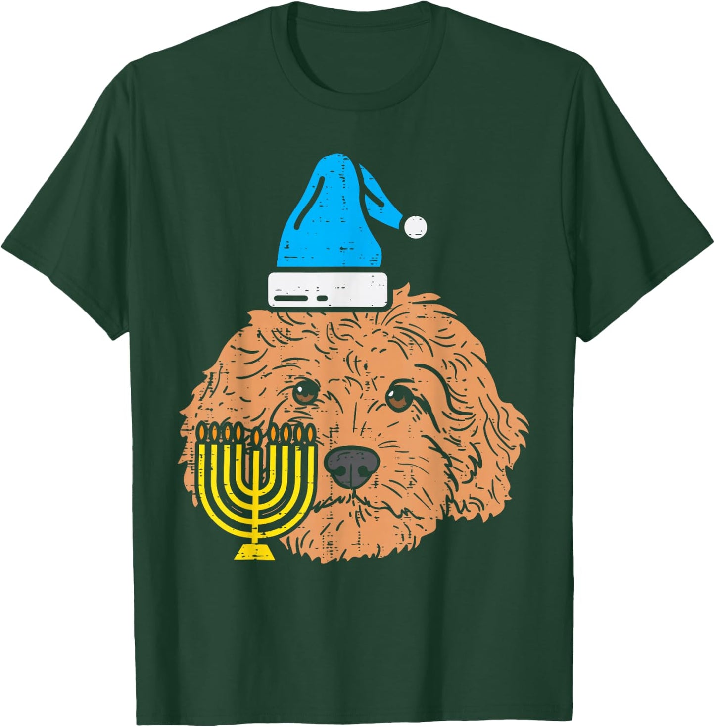 Goldendoodle Menorah Jewish Animal Pet Dog Hanukkah Gift T-Shirt - T-Shirt | Forest