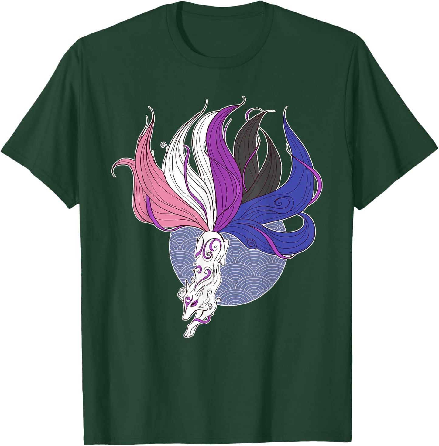 Genderfluid Pride Flag Kitsune Nonbinary Gay Trans Japan Fox T-Shirt - T-Shirt | Forest