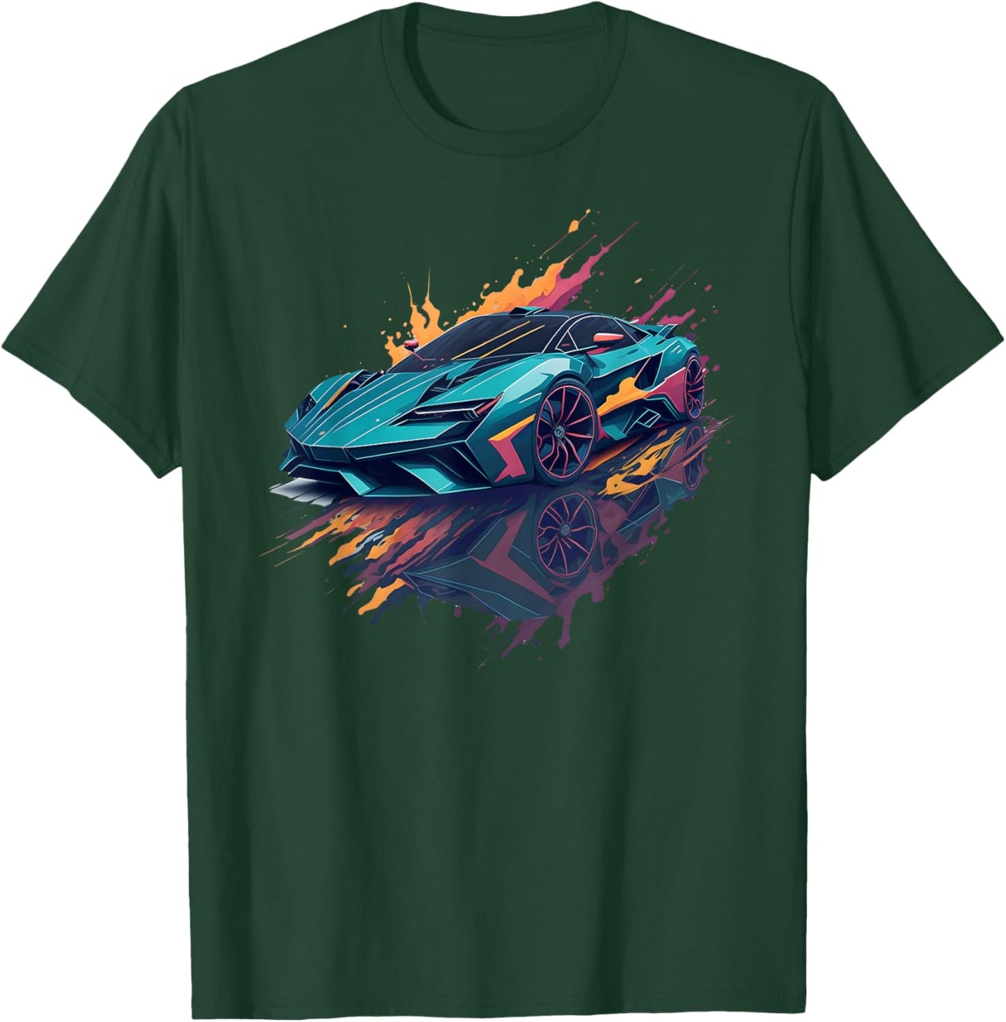 Supercar Exotic Sports Car Concept Poster Style Boys Graphic T-Shirt - T-Shirt | Forest