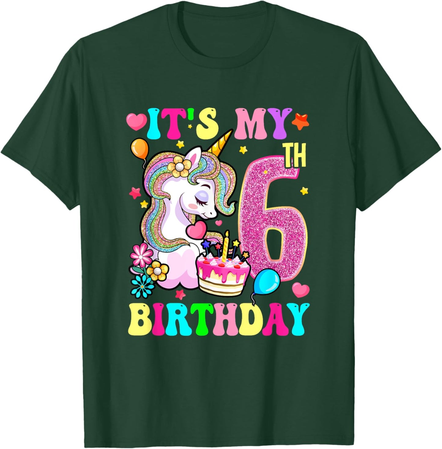 It's My 6Th Birthday Unicorn Girls Funny 6 Year Old T-Shirt - T-Shirt | Forest