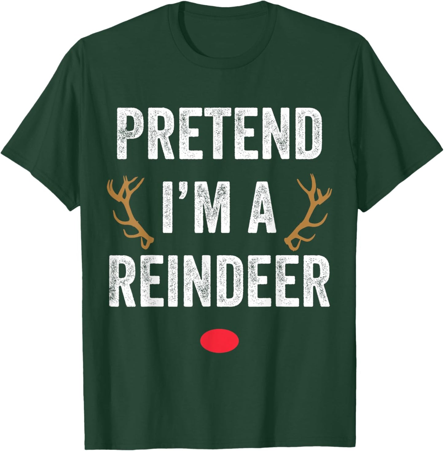 Funny Pretend I'm A Reindeer His & Hers Couple Matching Lazy Christmas T-Shirt - T-Shirt | Forest