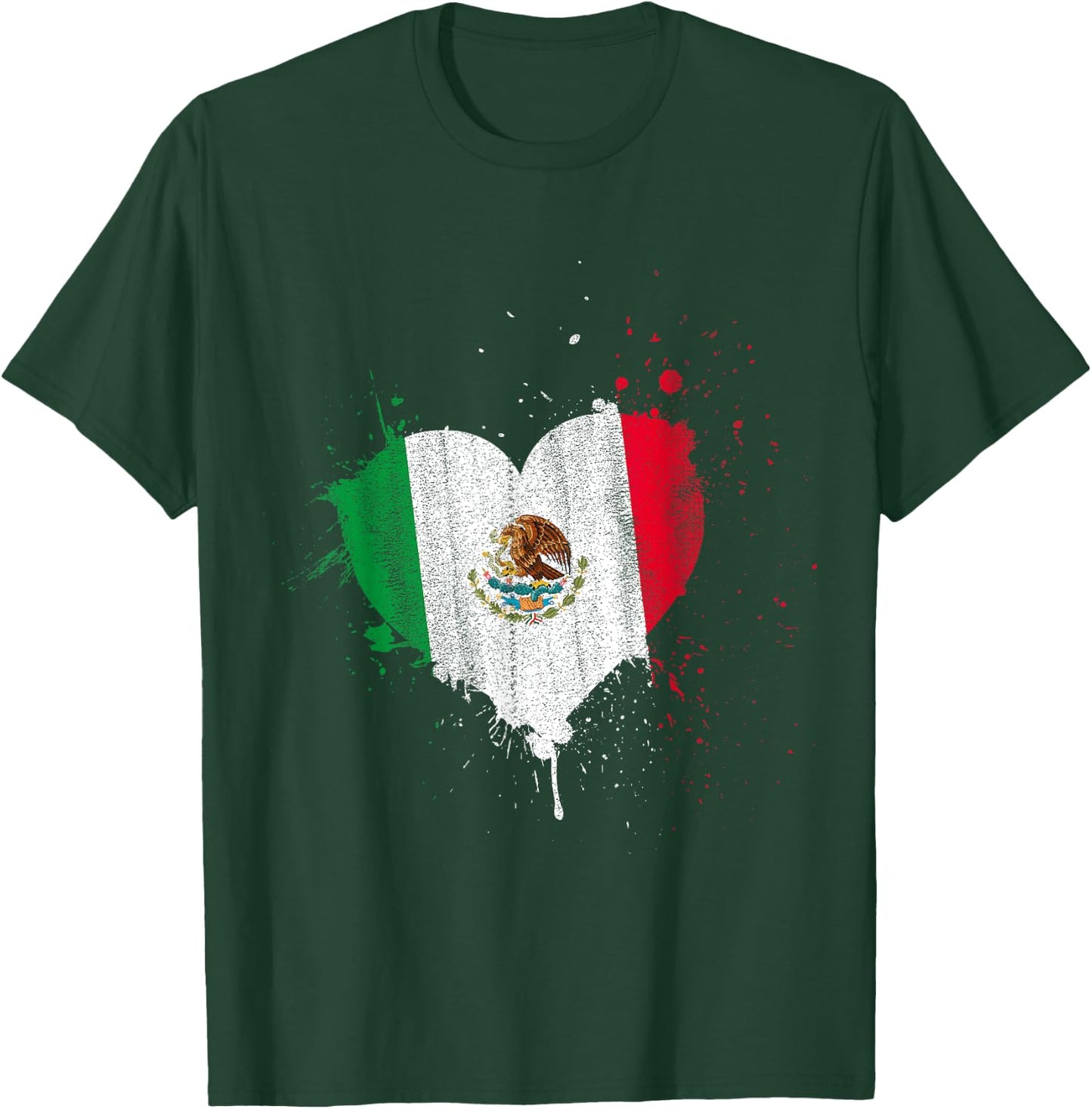 Mexican Flag Heart Valentines Day Gift Viva Mexico T-Shirt - T-Shirt | Forest