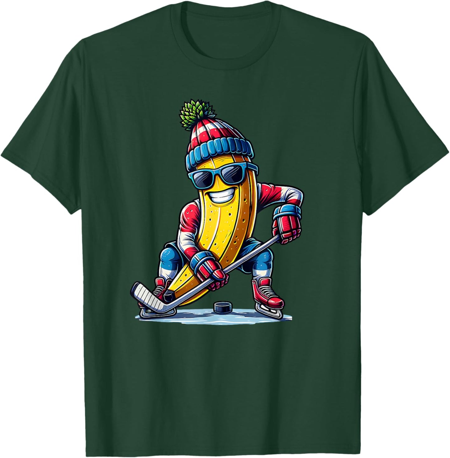 Hockey Banana Winter Hat Glove Funny , Black, S T-Shirt - T-Shirt | Forest