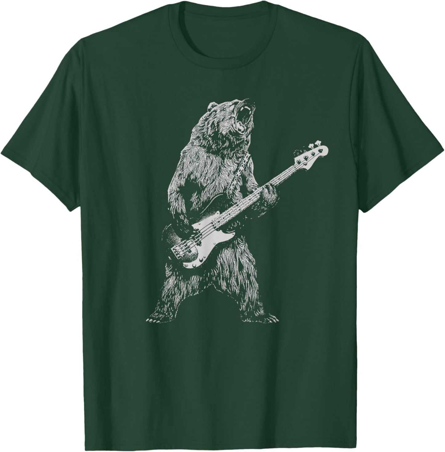 Bear plays guitar bass T-Shirt - T-Shirt | Forest