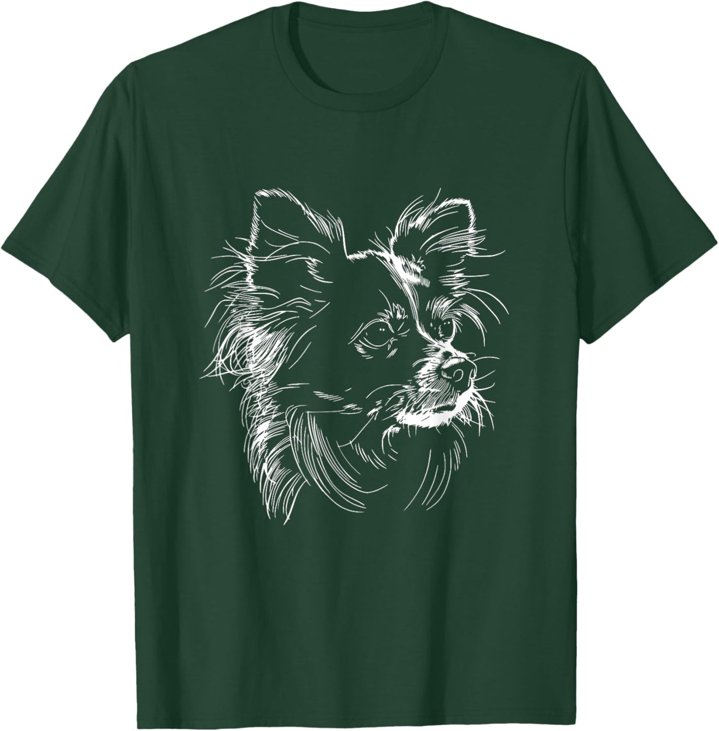 Papillon Dog Face Graphic Design , Small, Black T-Shirt - T-Shirt | Forest