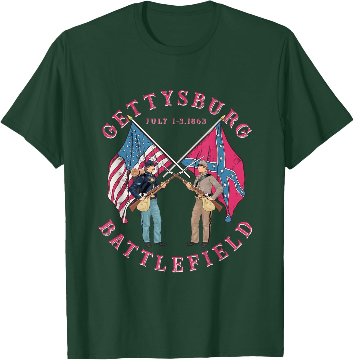 Vintage Gettysburg Battlefield American History T-Shirt - T-Shirt | Forest