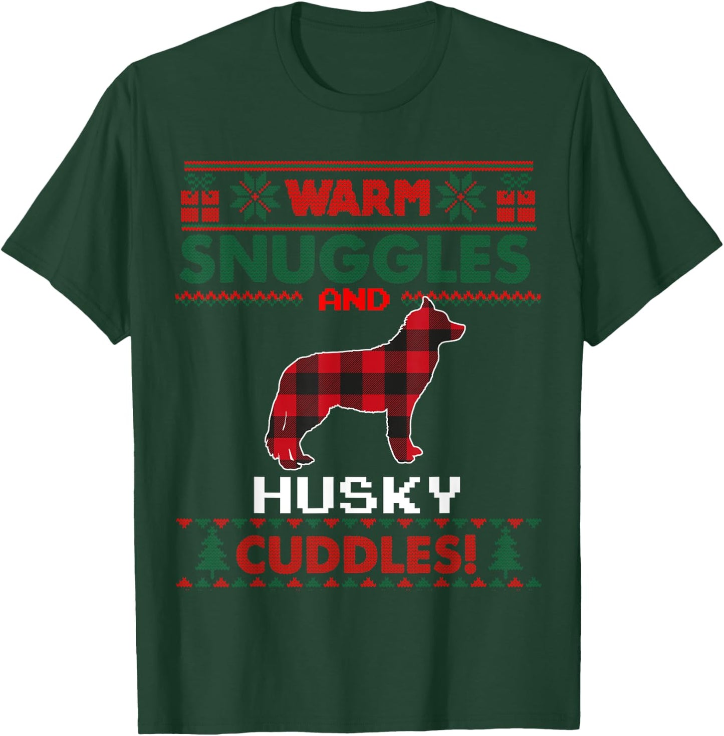 Siberian Husky Christmas Pajama Shirt Ugly Christmas Sweater Women Kids T-Shirt - T-Shirt | Forest