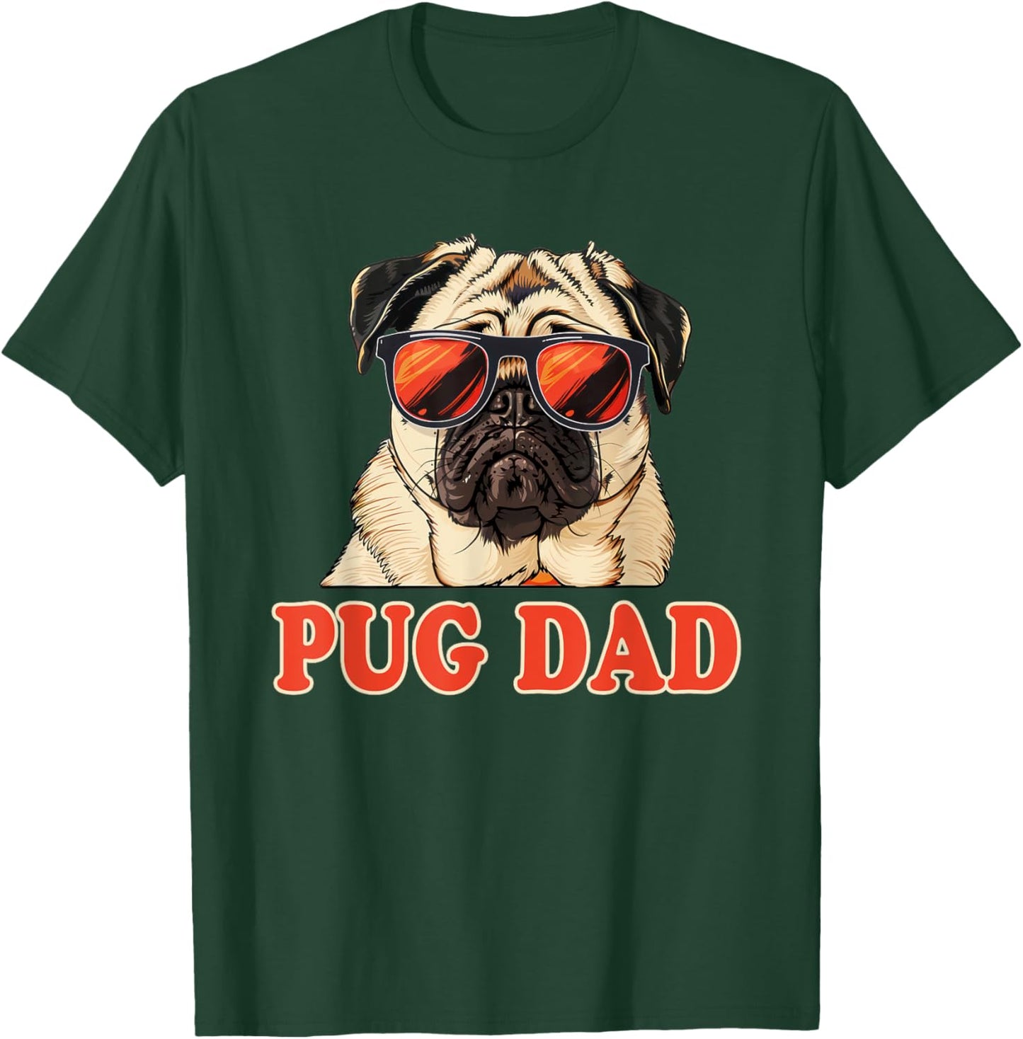 pug. Pug Dad -Adults Black Cartoon T-Shirt - T-Shirt | Forest