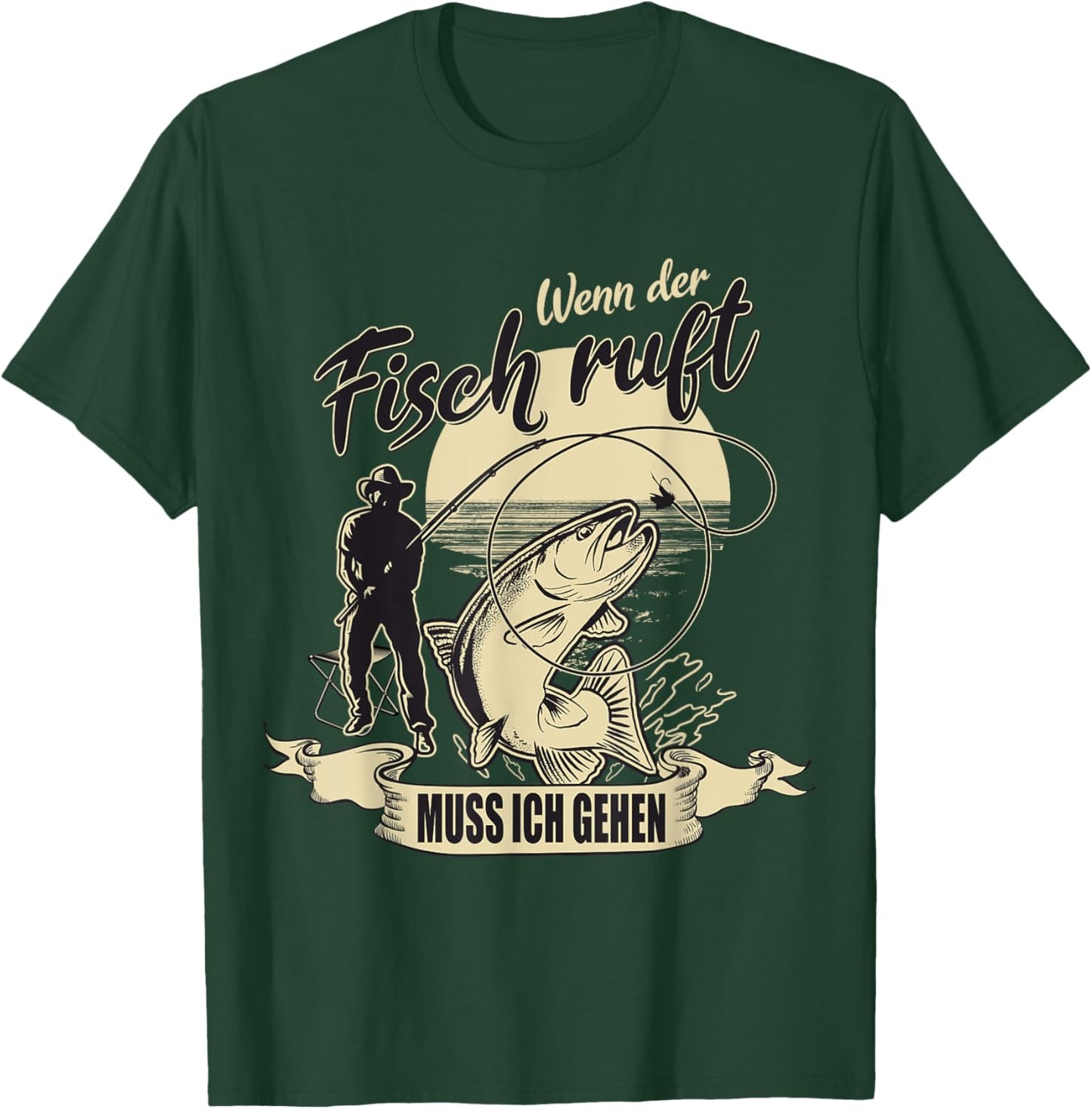 Fischen Angeln Wenn der Fisch ruft muss ich gehen Angler T-Shirt - T-Shirt | Forest