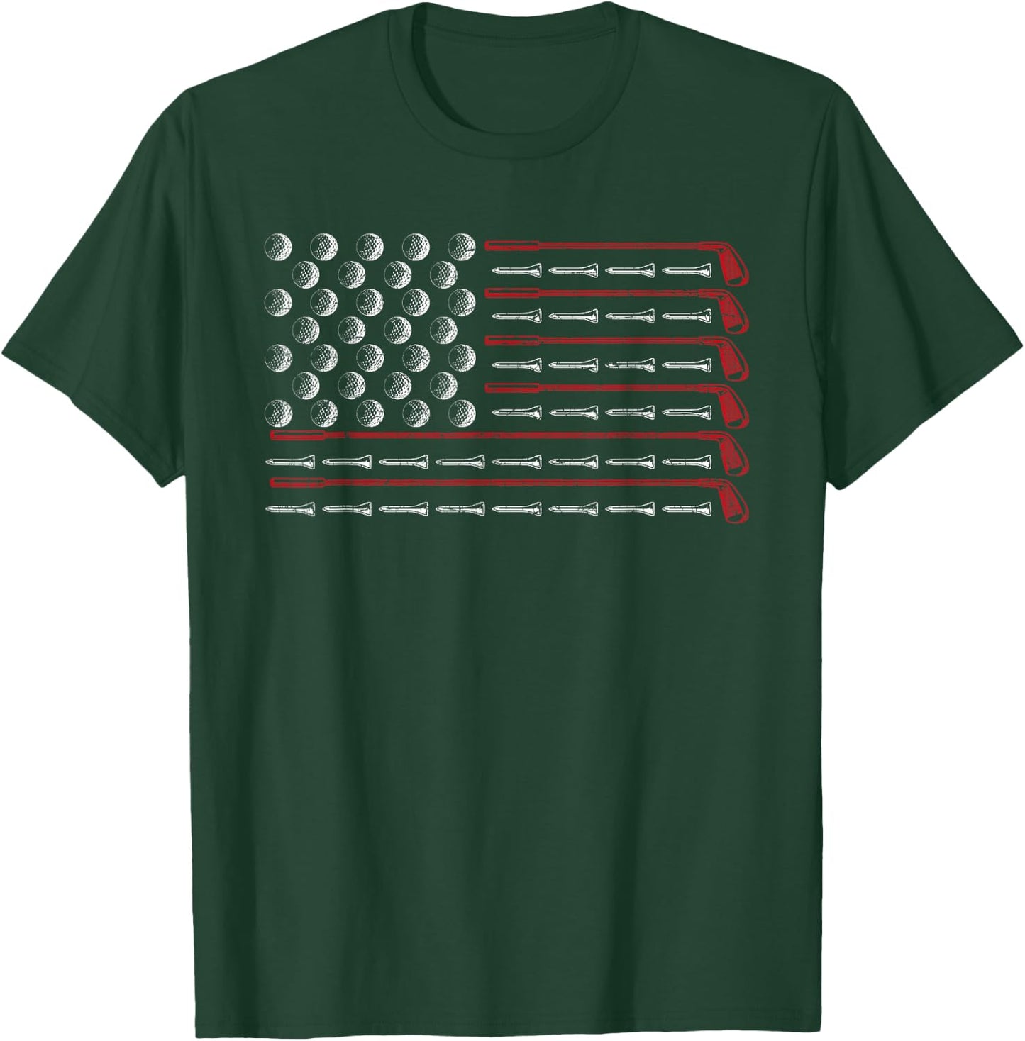 Patriotic American Golfer Gift USA Flag Golf Club Golf T-Shirt - T-Shirt | Forest