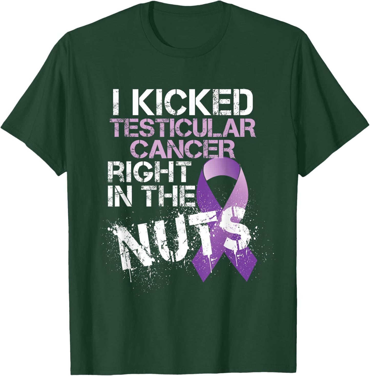 Testicular Cancer Awareness Survivor Kicked In The Nuts Ball T-Shirt - T-Shirt | Forest