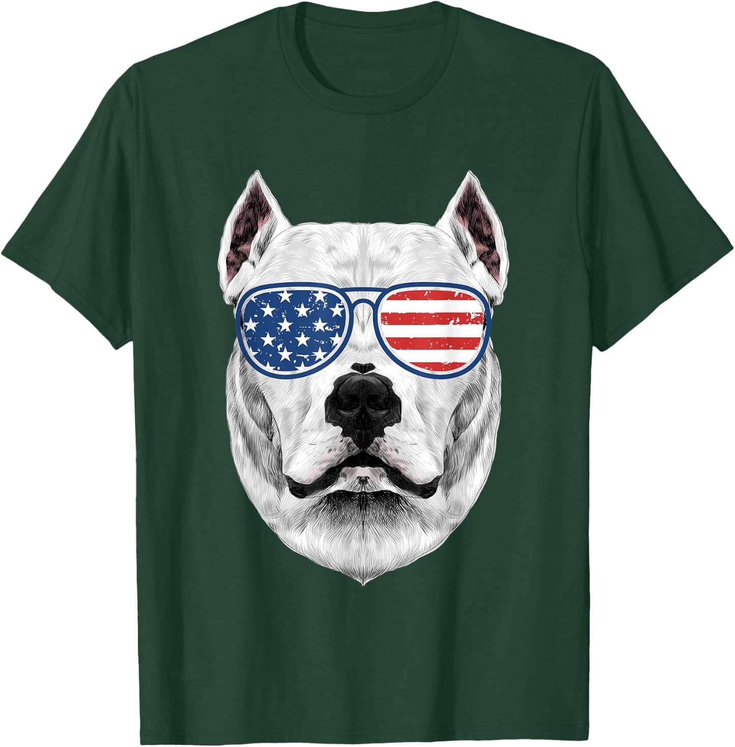 Dogo Argentino Shirt Men Women Kids American Flag Dog T-Shirt - T-Shirt | Forest