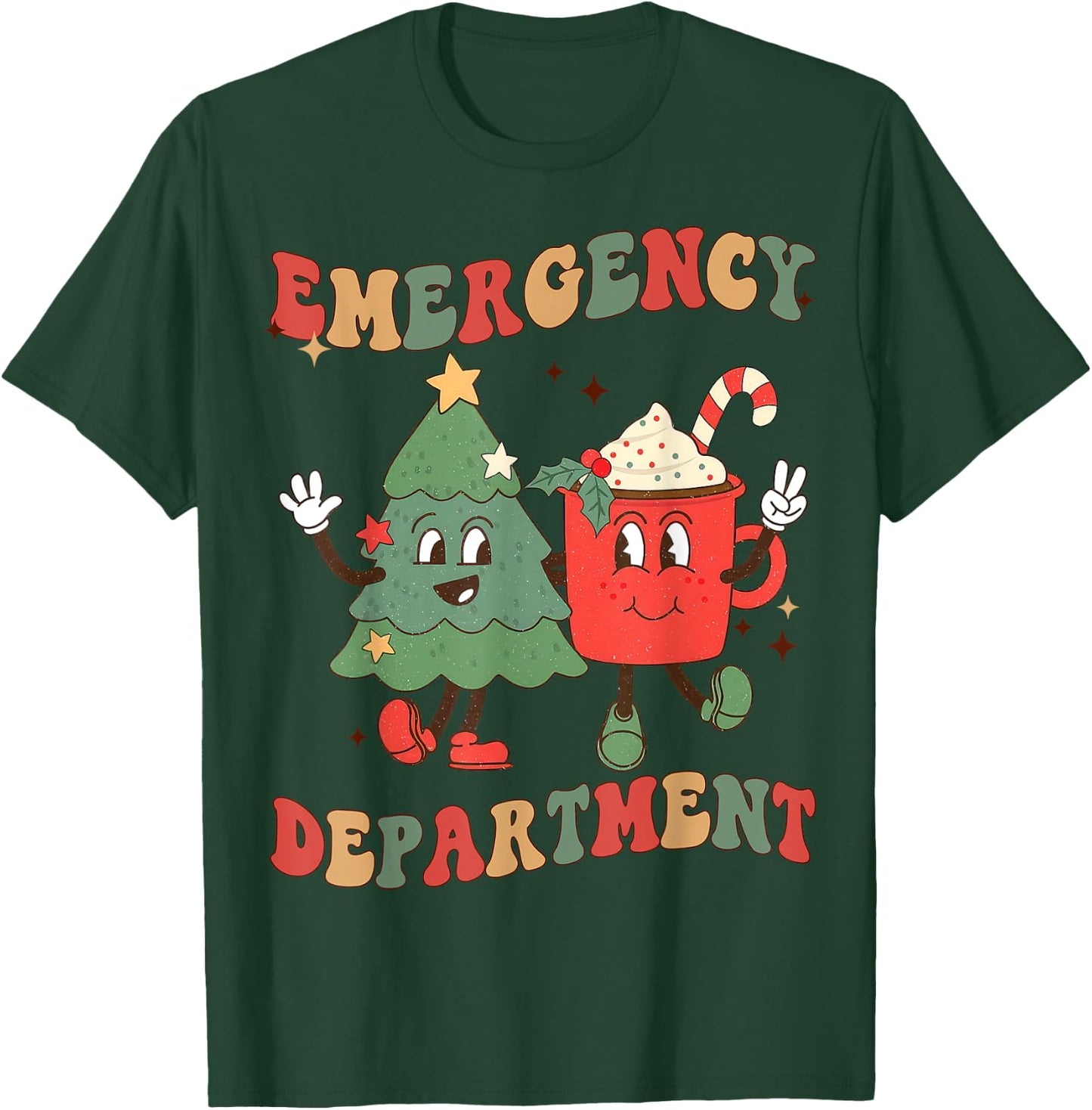 Retro Emergency Department ER Nurse Christmas Emergency Room T-Shirt - T-Shirt | Forest