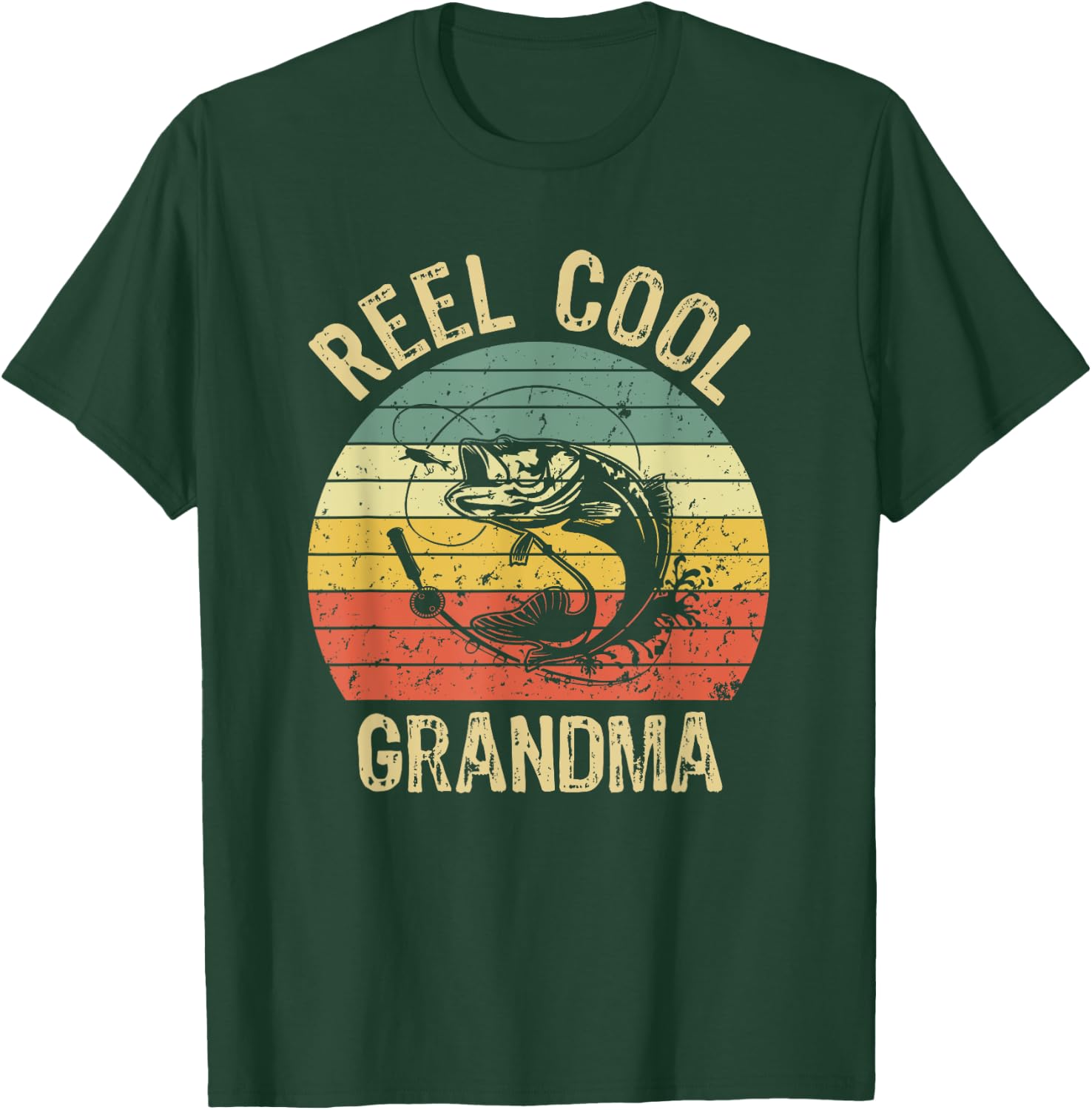 Reel Cool Grandma Fishing Gifts Women Fishing Lovers Retro T-Shirt - T-Shirt | Forest