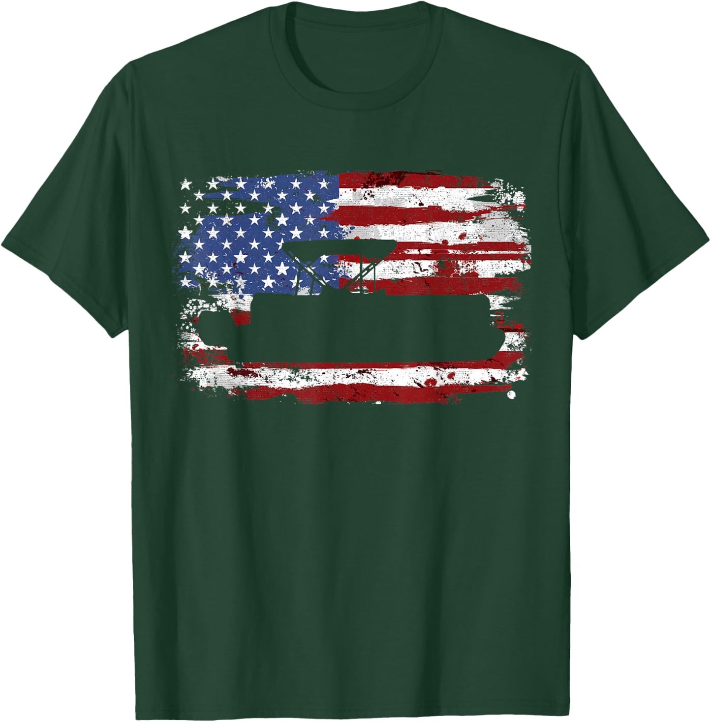 American Flag Pontoon Vintage Style T-Shirt - T-Shirt | Forest