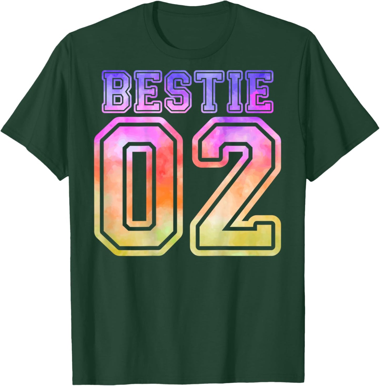 BFF 02 Best Friends Bestie Matching Tie Dye (On Back) T-Shirt - T-Shirt | Forest