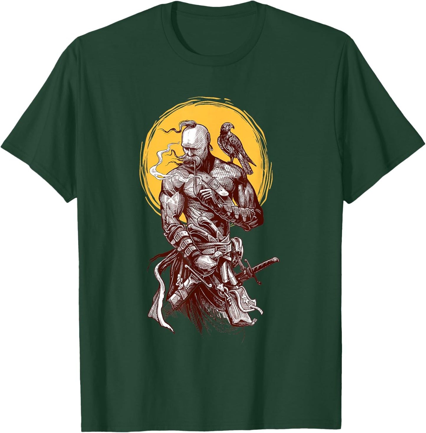 Ukrainian Cossack Warrior Holding Sword Fighting for Ukraine T-Shirt - T-Shirt | Forest