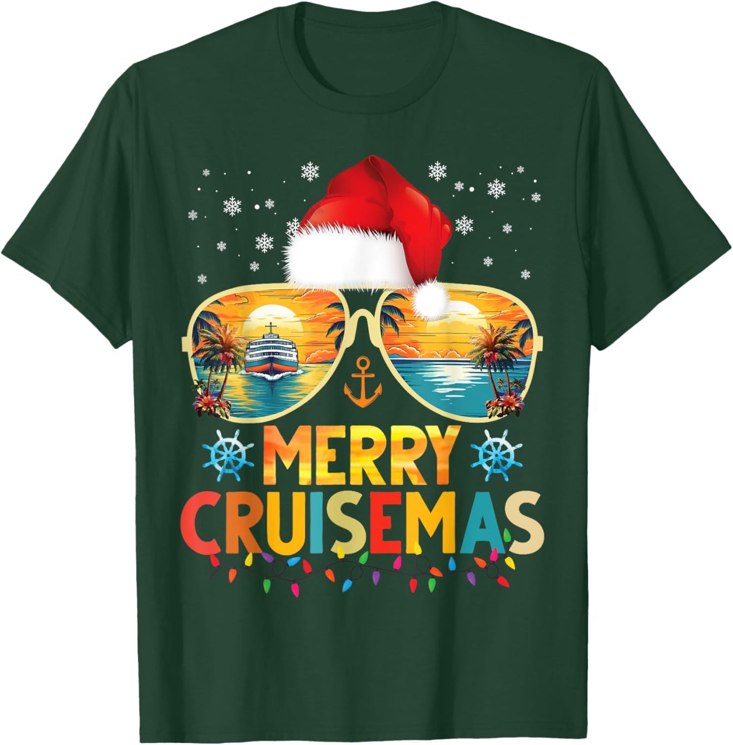Merry Cruisemas Santa Hat Retro Cruise Ship Christmas Cruise T-Shirt - T-Shirt | Forest