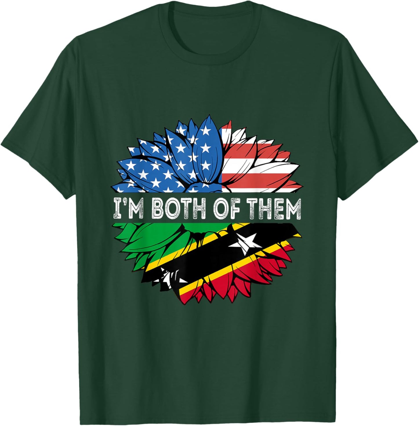 Saint Kitts and Nevis I'm Both Of Them Sunflower USA T-Shirt - T-Shirt | Forest