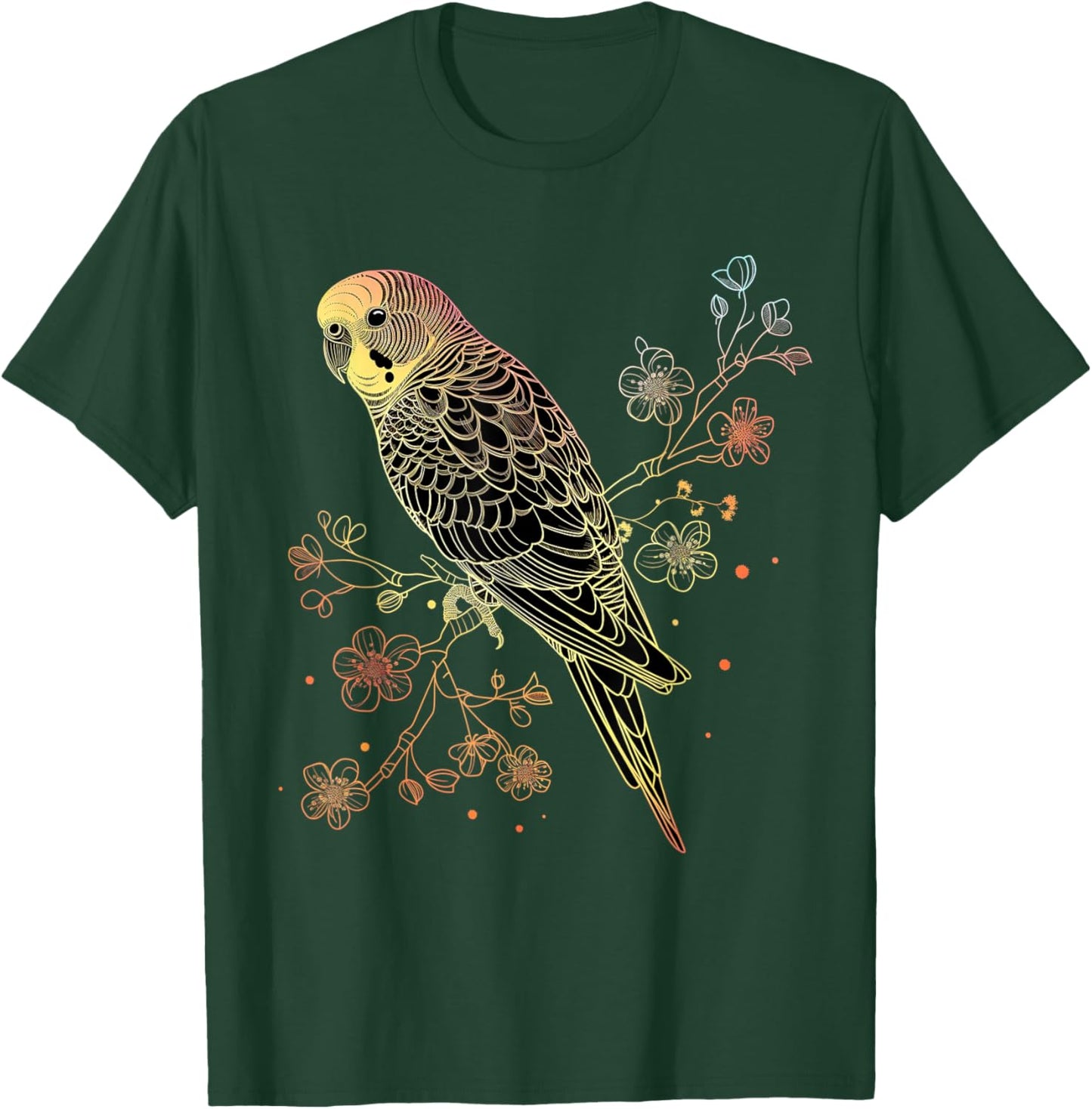 Budgie Parakeet Bird Mom Budgerigar Parrot Vintage Flower T-Shirt - T-Shirt | Forest